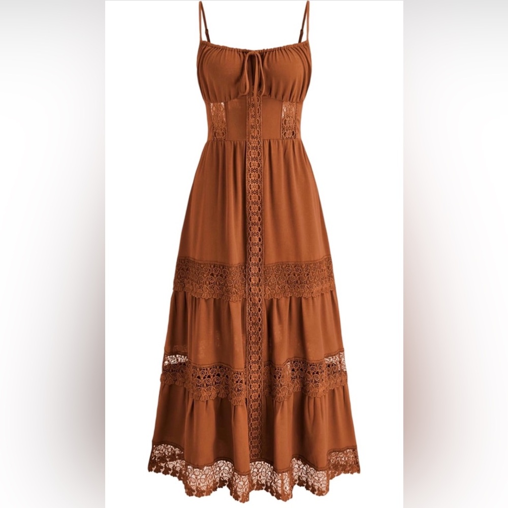 Cider Terracotta Lace Maxi Dress